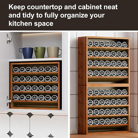 Orimade 4 Tier Spice Rack Organizer for Cabinet, Freestanding Bamboo Seasoning Rack for Countertop, Cupboard, Pantry, Kitchen, 13.18 x 4.13 x 12.2 inches(Spice Jars Not Included), Walnut Stain