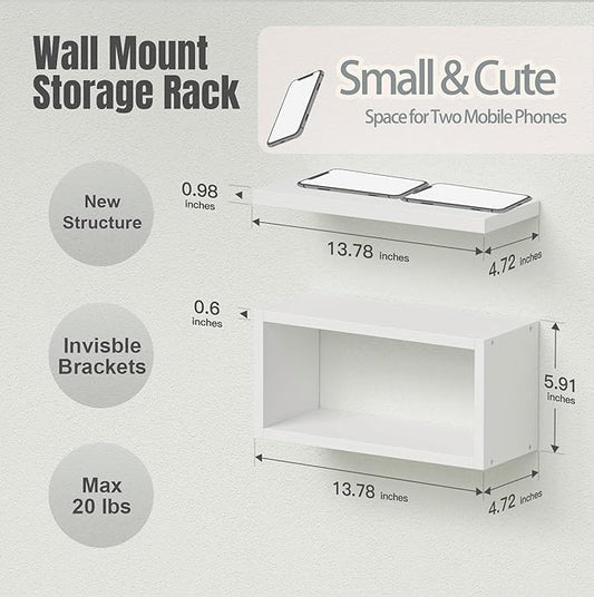 RICHER HOUSE Floating Shelves Bathroom, White Floating Shelves for Wall, Above Toilet Bathroom Shelves, Wall Mounted Hanging Shelves for Bedroom, Kitchen, Living Room Decor - White