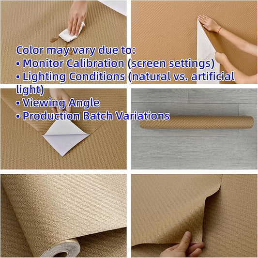 Haimin Fabric Wallpaper Textured Contact Paper (24in X 393in) Grasscloth Peel and Stick Faux Linen Wall Paper Self Adhesive Vinyl Wallpaper (Tan)