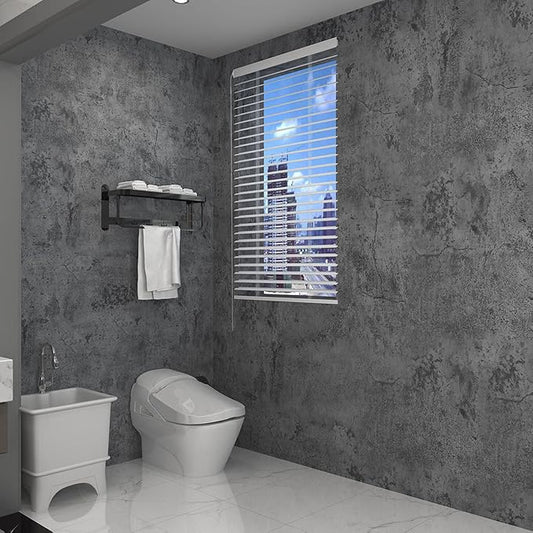 48"×354" Extra Wide Thick Large Size Blue Grey Cracked Concrete Wallpaper Peel Stick Dark Blue Gray Concrete Contact Paper Vinyl Textured Cement Sticker for Bedroom Basement Coffee Room Walls