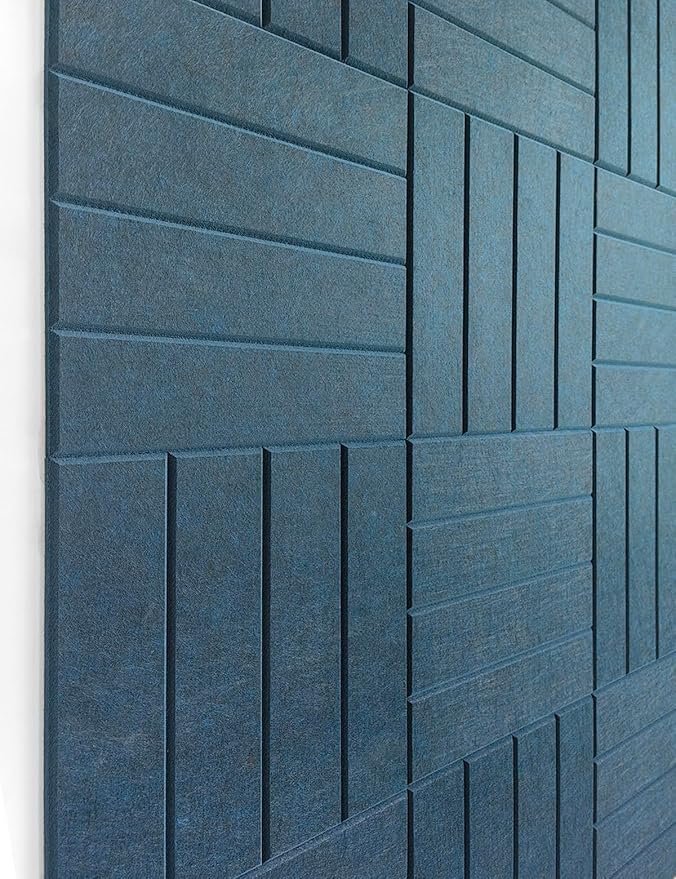 11.18" Square Acoustic Panels 12-Pack - Sound Absorbing Wall Panels, Noise Reducing Soundproof Decorative Felt Tiles for Home Office, Studio, Living Room - Prussian Blue