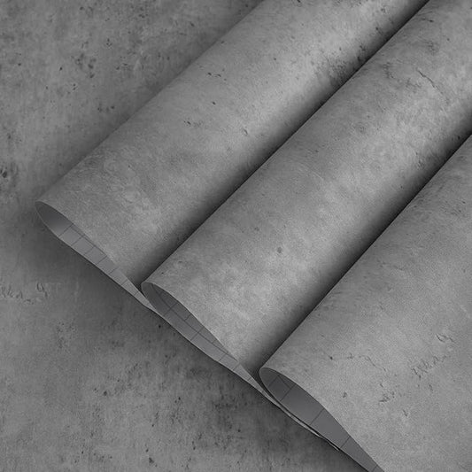 48x197in Extra Wide Light Grey Concrete Wallpaper Peel and Stick Cement Look Contact Paper Matte Thicken Adhesive Waterproof Vinyl Wall Sticker for Apartment Office Modern Industrial Style Misty Gray