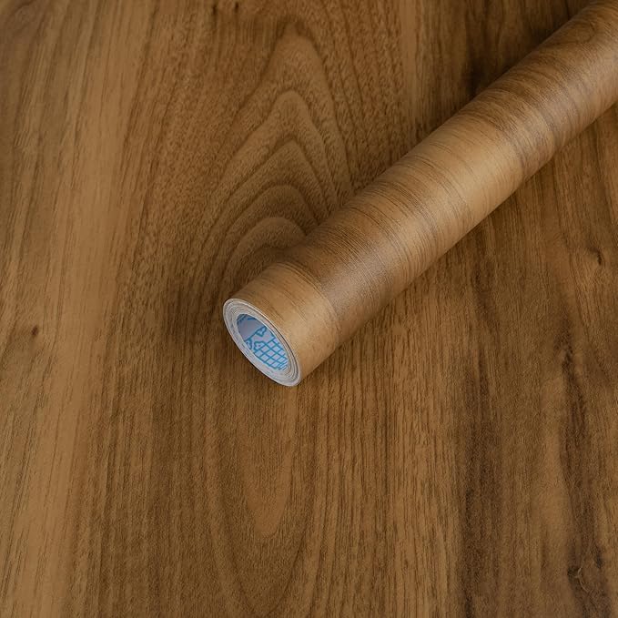 Wood Contact Paper Peel and Stick, Thicken Vintage Brown Wood Grain Wallpaper for Countertops Furniture, Natural Wood Furniture Sticker Self-Adhesive Removable Waterproof Vinyl Film 15.7 in X 196 in
