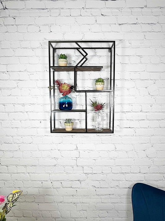 Admired By Nature 4 Tier Rustic Farmhouse Floating Wall Shelves, Wall Mounted Organizer Storage Shelf for Home Decor, 1 Unit