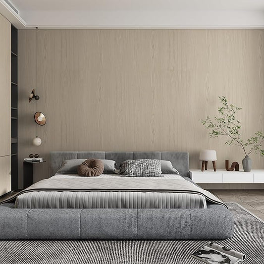 16"x118" Beige Wood Grain Contact Paper Self Adhesive No Bubbles Light Oak Faux Wood Look Peel and Stick Wallpaper Removable Cover Waterproof Countertop Cabinet Vinyl Wrap for Table Drawer DIY
