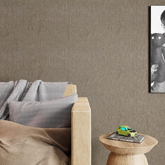 CRE8TIVE 24"x354" Large Size Tan Grasscloth Wallpaper Textured Wallpaper Stick and Peel Grasscloth Contact Paper Removable Self Adhesive Linen Fabric Brown Wallpaper for Bathroom Kitchen Home Decor