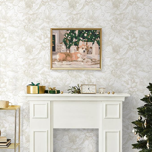Ismoon Large Floral Peel and Stick Wallpaper Boho Beige/Coffee Contact Paper 17.3inx49ft Modern Wall Paper Removable Self Adhesive Bedroom Cabinet Bathroom Waterproof Mural Wall Decor Vinyl Roll
