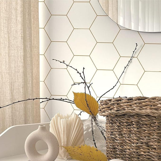 Geometric Peel and Stick Wallpaper Hexagon Modern wallpaper17.3”×197” self-Adhesive Wallpaper Contact Paper Decorative Shelf Drawer Liner Roll Waterproof