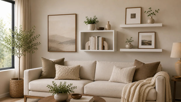 floating shelves living room