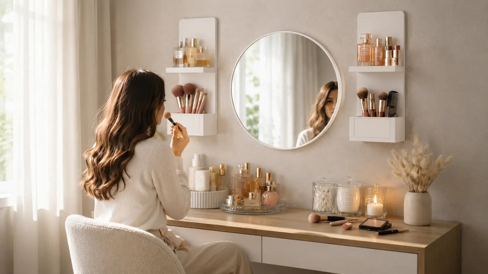 makeup storage shelf