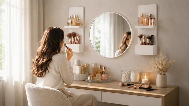 makeup storage shelf