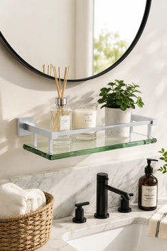 glass bathroom shelf