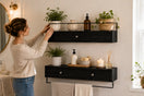black wood wall shelf