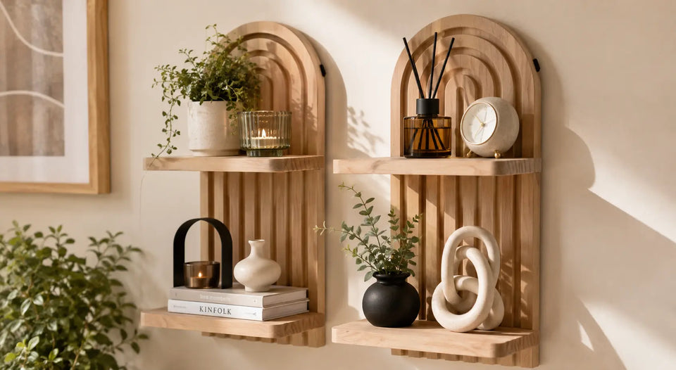 wood wall shelf set