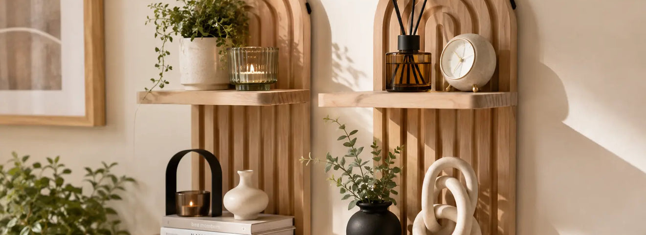 wood wall shelf set