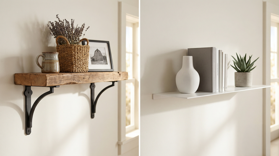 Modern Farmhouse vs. Minimalist: Choosing the Right Shelf Material for Your Home