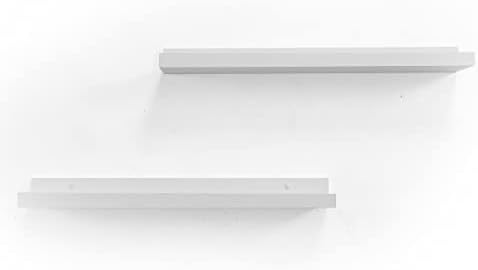 Greenco Picture Shelf, Set of 2 Wall Mounted Photo Ledge Floating Shelves for Bedroom, Living Room, Kitchen, Bathroom, Nursery Display, Walnut Finish