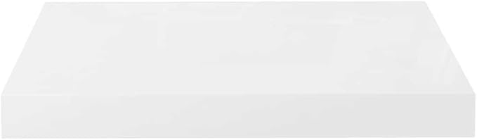 High Gloss White Honeycomb MDF Floating Wall Shelf with Metal Bracket, 4-Piece Set for Modern Home Decor and Smart Storage Solution