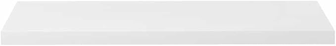 High Gloss White Honeycomb MDF Floating Wall Shelf with Metal Brackets, Modern Minimalist Design for Home and Office Display, Easy Installation and Strong Support, 4-Piece Set