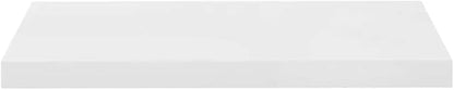 High Gloss White Honeycomb MDF Floating Wall Shelf with Metal Brackets, Modern Display for Books Decor Photos, Easy Installation Hardware Included, Compact Size 23.6x9.3