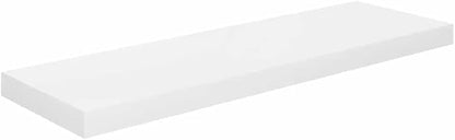 Wall Shelf Set of 4 High Gloss White Honeycomb MDF Metal Floating Shelves for Modern Storage and Display