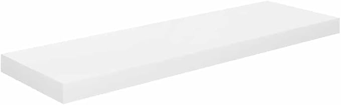 Set of 4 High Gloss White Honeycomb MDF Floating Wall Shelves with Metal Brackets for Modern Storage and Display