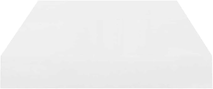 Set of 4 High Gloss White Floating Wall Shelves, Honeycomb MDF with Metal Brackets, Invisible Mounting System for Modern Home Storage and Display