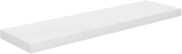 Set of 2 High Gloss White Honeycomb MDF and Metal Floating Wall Shelves with Invisible Mounting, Modern Minimalist Design for Living Room Bedroom Office Storage and Display