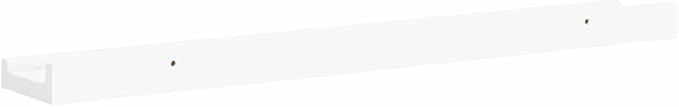 Modern White MDF Frame Ledge Shelf Set of 2, 23.6 x 3.5 x 1.2 Inches, Wall Mounted Display Shelves for Photo Frames and Decor, Two-Tier Design for Versatile Home Decor