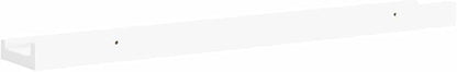 Modern Picture Frame Ledge Shelf Set of 2 White MDF 23.6 in x 3.5 in x 1.2 in for Wall Mount Display Storage