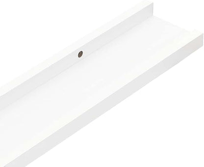 White MDF Floating Shelves Set of 2, 31.5 Inch Long Wall Mounted U-Shaped Frame Ledge for Display and Storage, Modern Minimalist Design with Easy Installation Hardware