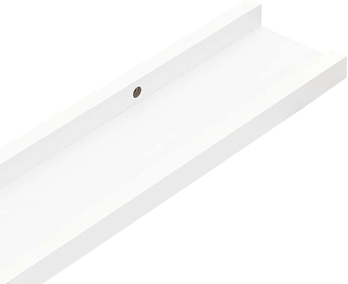 White MDF Floating Shelves Set of 2, 31.5 Inch Long Wall Mounted U-Shaped Ledge for Display and Storage, Modern Minimalist Design with Easy Installation Hardware Included
