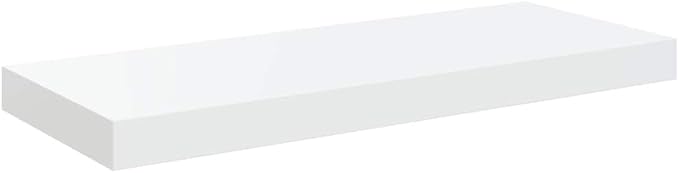 High Gloss White Floating Wall Shelf Set of 2, Honeycomb MDF and Metal Modern Display Shelves for Home Decor, Sturdy Storage Solution with High Weight Capacity for Living