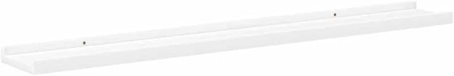 Picture Frame Ledge Shelves Set of 2, White Wall Mounted Display Shelves for Photos and Decor, 31.5 Inch Floating Shelf, Easy Install MDF Board with Protective Front Edge