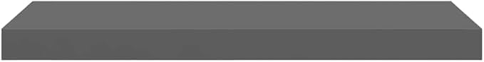 Glossy Gray Honeycomb MDF and Metal Floating Wall Shelf Set of 2, Modern Storage for Books and Decor, Sturdy Design with High-Gloss Finish
