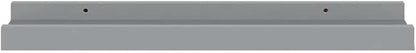 Picture Frame Ledge Shelves Set of 2, Gray Wall Mounted Display 15.7 Inch, U-Shaped MDF Floating Shelves for Photos and Decor, Easy Install with Keyhole Hangers