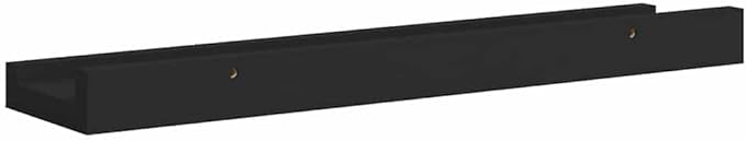 Black Frame Ledge Shelf Set of 2, Modern U-Shaped Floating Shelves for Picture Frames and Decor, Wall Mounted Display Unit with Sleek Finish, Durable MDF Build, 15.7 x 3.5 x