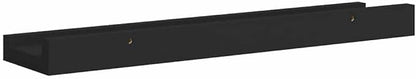 Picture Frame Ledge Shelves 2 Pack, Black Wall Mounted Display Shelves for Photos, 15.7 Inch U-Shaped MDF Floating Shelf, Easy Install Home Decor for Living Room Bedroom Office