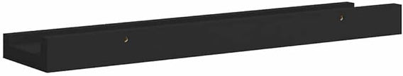 Picture Frame Ledge Shelves 2 Pack, Black Wall Mounted Display Shelves for Photos, 15.7 Inch U-Shaped MDF Floating Shelf, Easy Install Home Decor for Living Room Bedroom Office