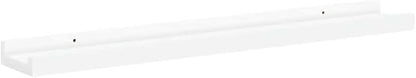 Modern White MDF Frame Ledge Shelf Set of 2, 23.6 x 3.5 x 1.2 Inches, Wall Mounted Display Shelves for Photo Frames and Decor, Two-Tier Design for Versatile Home Decor