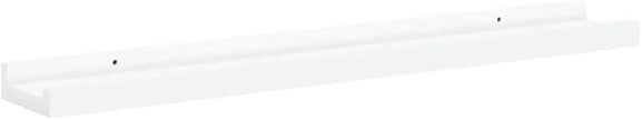 Modern Picture Frame Ledge Shelf Set of 2 White MDF 23.6 in x 3.5 in x 1.2 in for Wall Mounted Display and Home Decor