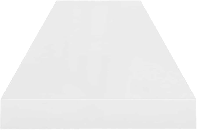 Set of 2 High Gloss White Honeycomb MDF and Metal Floating Wall Shelves with Invisible Mounting, Modern Minimalist Design for Living Room Bedroom Office Storage and Display