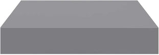 Gray MDF Floating Wall Shelf Set of 2, 9.1x9.3x1.5 Inch Square Shelves for Modern Home Decor, Invisible Mounts for Easy Installation, Durable Display Storage for Books