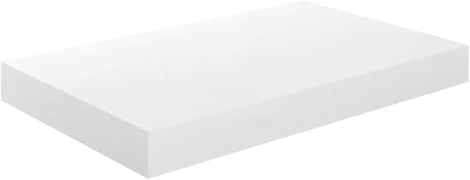 High Gloss White Honeycomb MDF and Metal Floating Wall Shelf, Modern Minimalist Design for Living Room or Study, Durable Storage Solution with Strong Weight Capacity, Easy