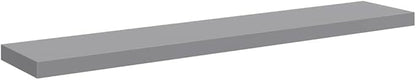 Set of 2 Gray Floating Wall Shelves, Honeycomb MDF and Metal, 47.2 in x 9.3 in, Modern Space-Saving Design for Living Room Bedroom Office Decor