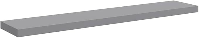 Set of 2 Gray Floating Wall Shelves, Honeycomb MDF and Metal Modern Shelving, 47.2 in x 9.3 in, Space-Saving Design for Living Room Bedroom Office, Durable and Easy