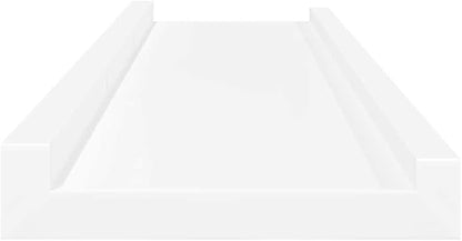 Set of 2 White MDF Floating Shelves 31.5 Inch Long Wall Mounted Frame Ledge for Display and Storage