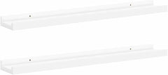 Modern Picture Frame Ledge Shelf Set of 2 White MDF 23.6 in x 3.5 in x 1.2 in for Wall Mounted Display and Home Decor