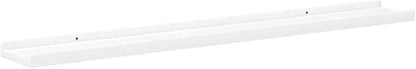 Set of 2 White MDF Floating Shelves 31.5 Inch Long Wall Mounted Frame Ledge for Display and Storage