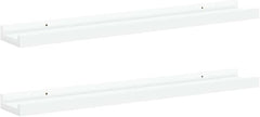 Modern Picture Frame Ledge Shelf Set of 2 White MDF 23.6 in x 3.5 in x 1.2 in for Wall Mount Display Storage